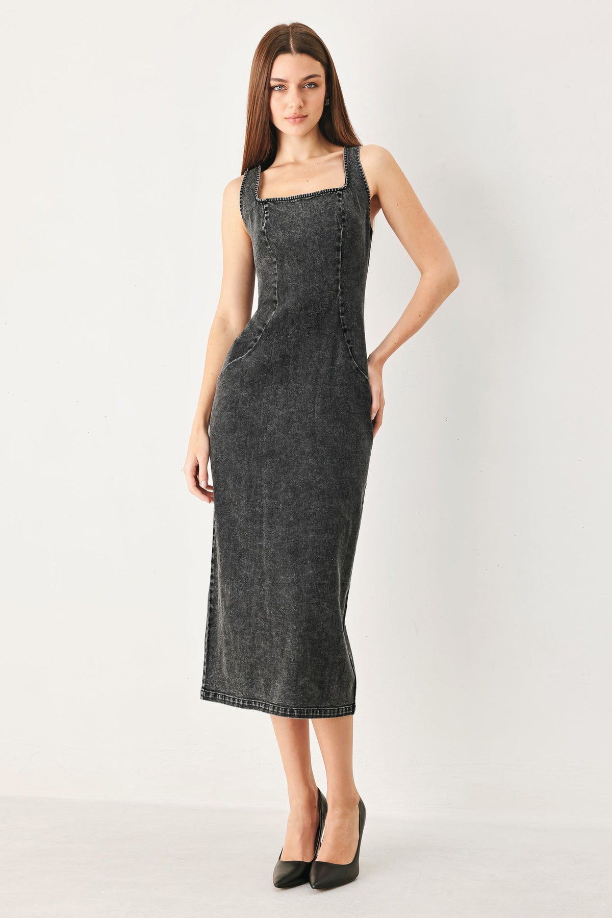 Flying Tomato Urban Chic Denim Midi Dress - MeeeShop Women's Fashion
