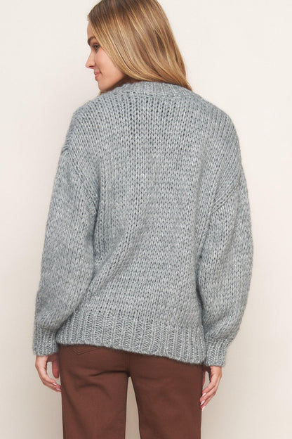 Flying Tomato Weekend Warmth Sweater Knit Cardigan view 9 - Fall Wardrobe Essential - Grey Weekend Cardigan (top)