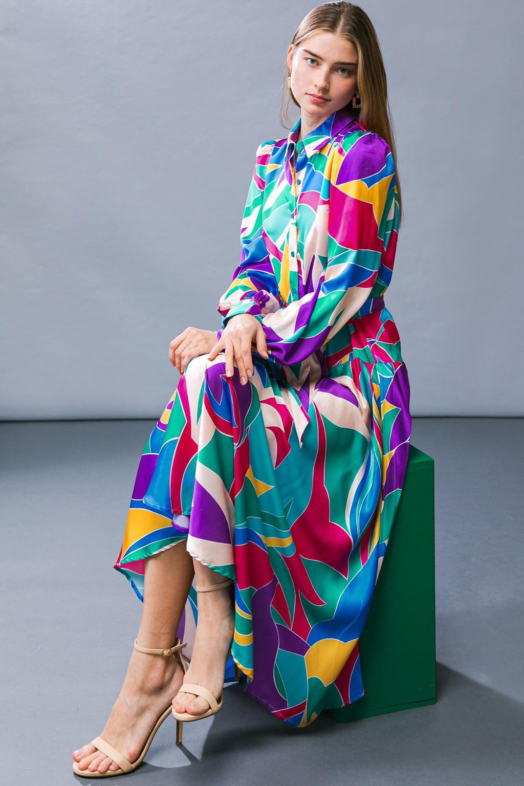 Focused on Priorities Woven Midi Dress TEAL ORANGE view 6 (dress) - focused priorities, focused priorit - shop at us.meeeshop