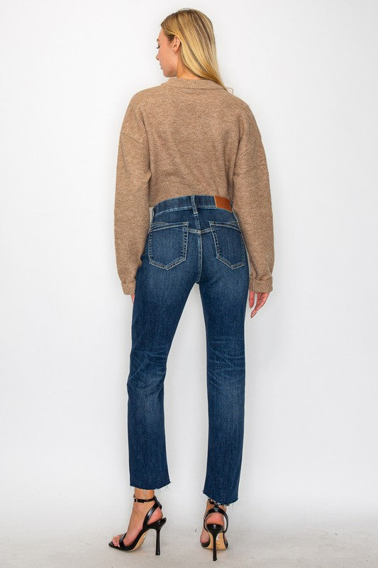 Francesca Tummy Control High Rise Straight Jeans in 5 (26) view 3 - High-Waisted (bottom)