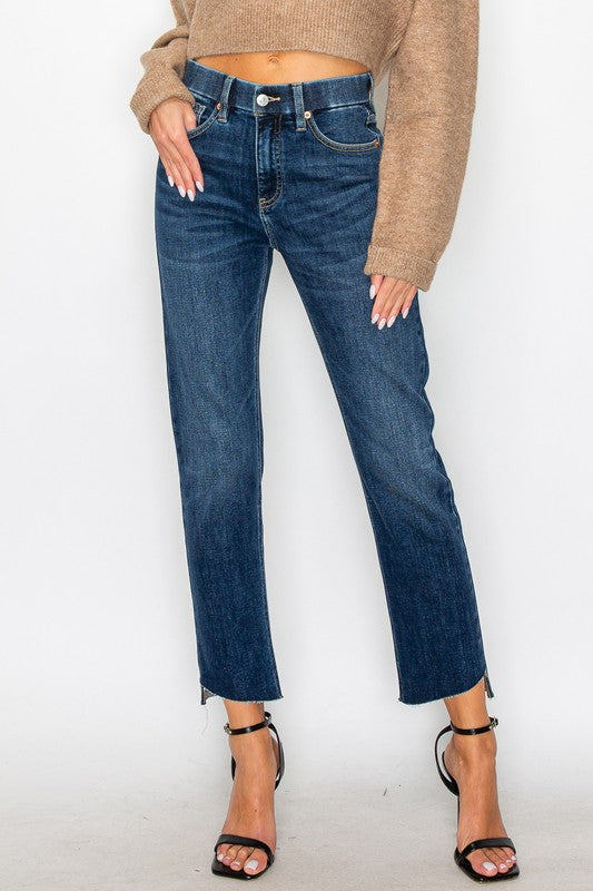 Francesca Tummy Control High Rise Straight Jeans in 9 (28) view 5 - High-Waisted (bottom)