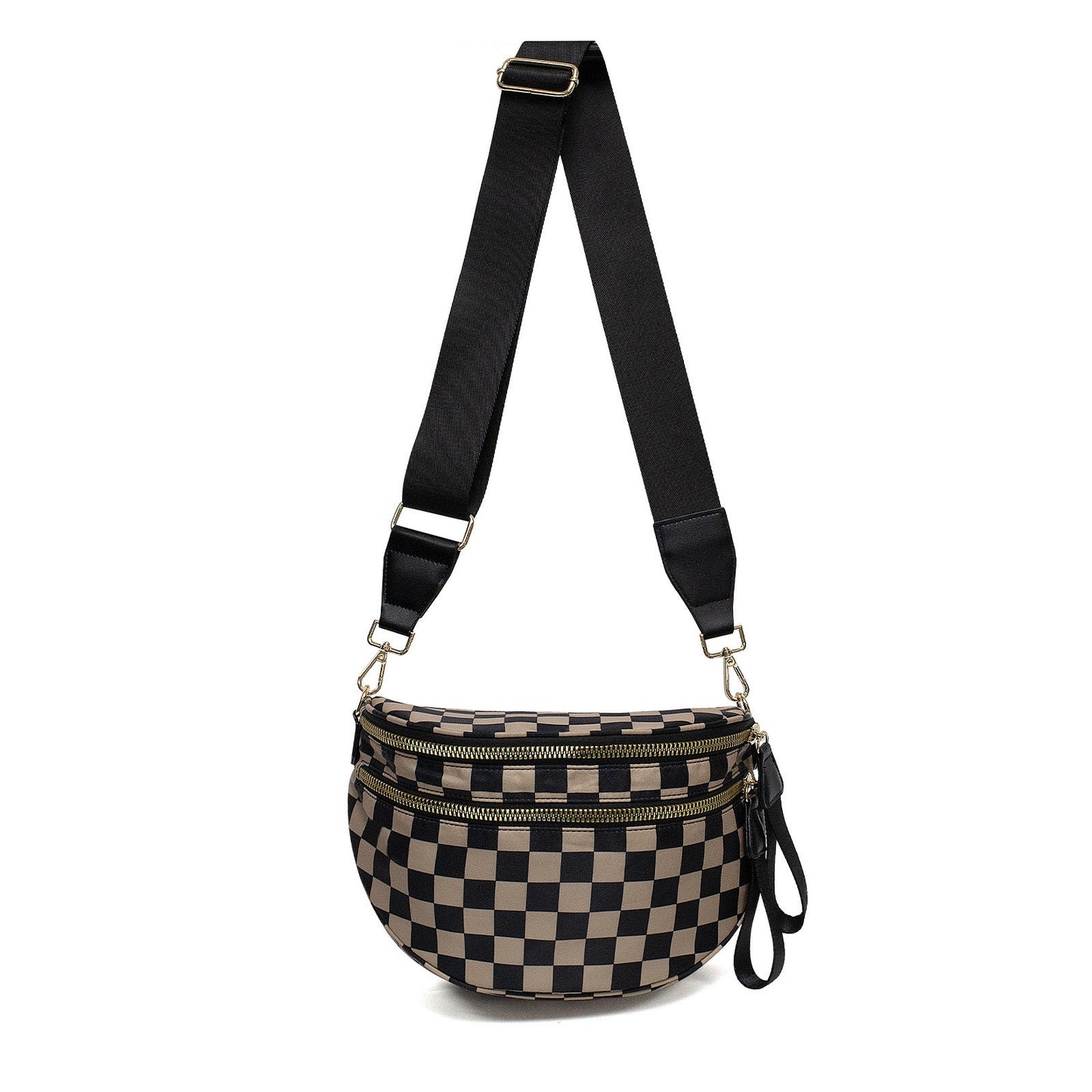 Frankie Oversize Double Zip Print Crescent Sling - MeeeShop Women's Fashion