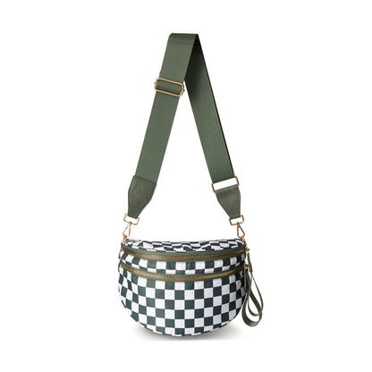 Frankie Oversize Double Zip Print Crescent Sling - MeeeShop Women's Fashion