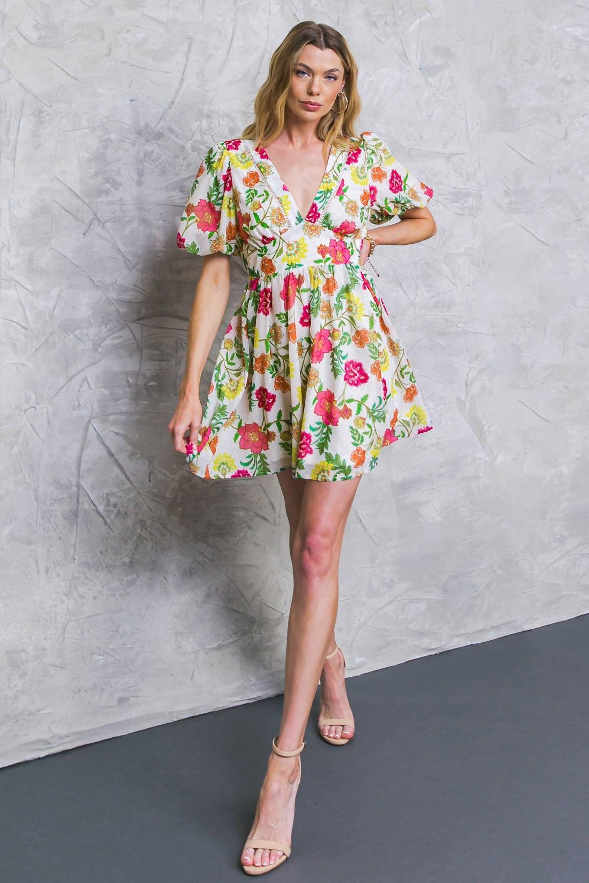 Free Me Today Floral Woven Mini Dress view 5 (dress) - free clothes today near me, free clothes today,  - shop at us.meeeshop