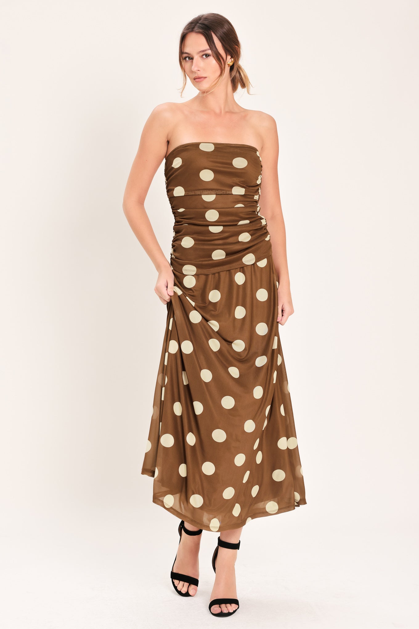 French Girl Polka Dot Power Mesh Midi Skirt view 4 - Pol Skirt (dress)