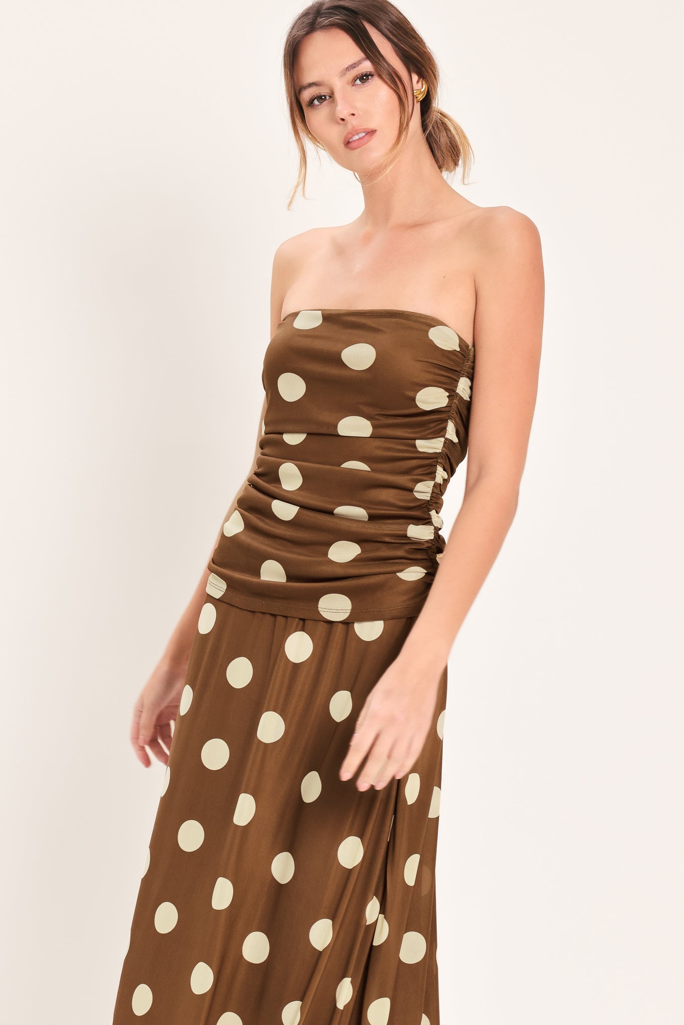 French Girl Polka Dot Power Mesh Tube Top view 5 - Pol Top