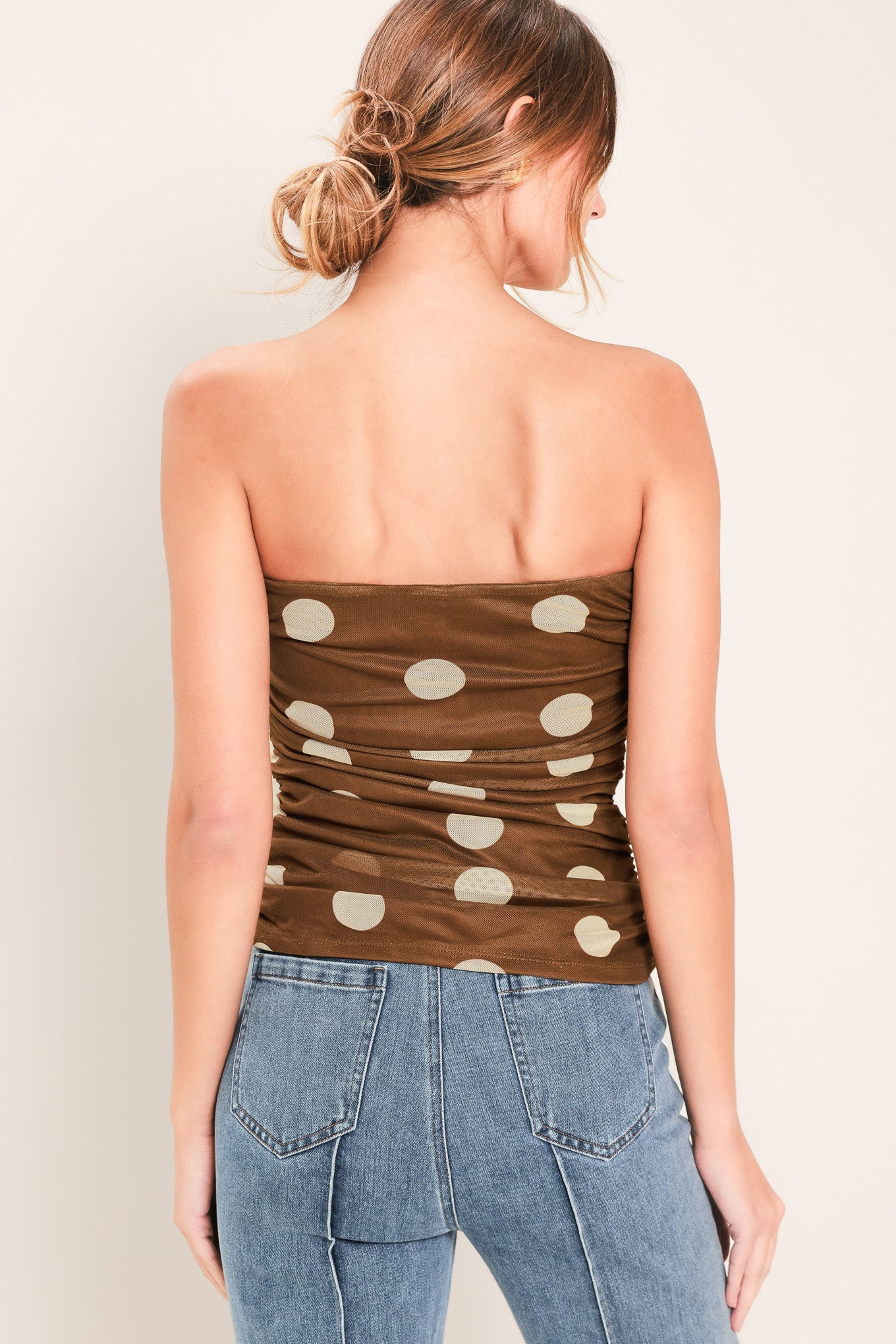 French Girl Polka Dot Power Mesh Tube Top view 7 - Pol Top
