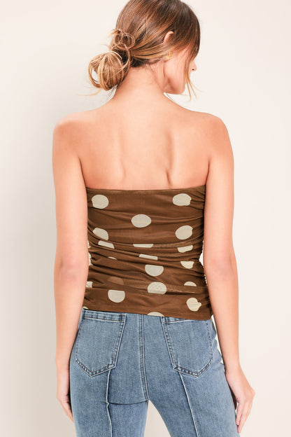 French Girl Polka Dot Power Mesh Tube Top view 7 - Pol Top