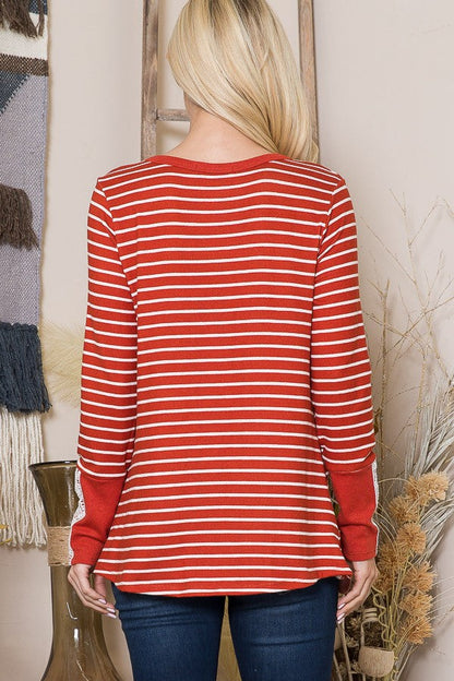 Front Twist Sweater Stripe Knit Top in White view 12 - Fall Wardrobe Essential - Top Sweater