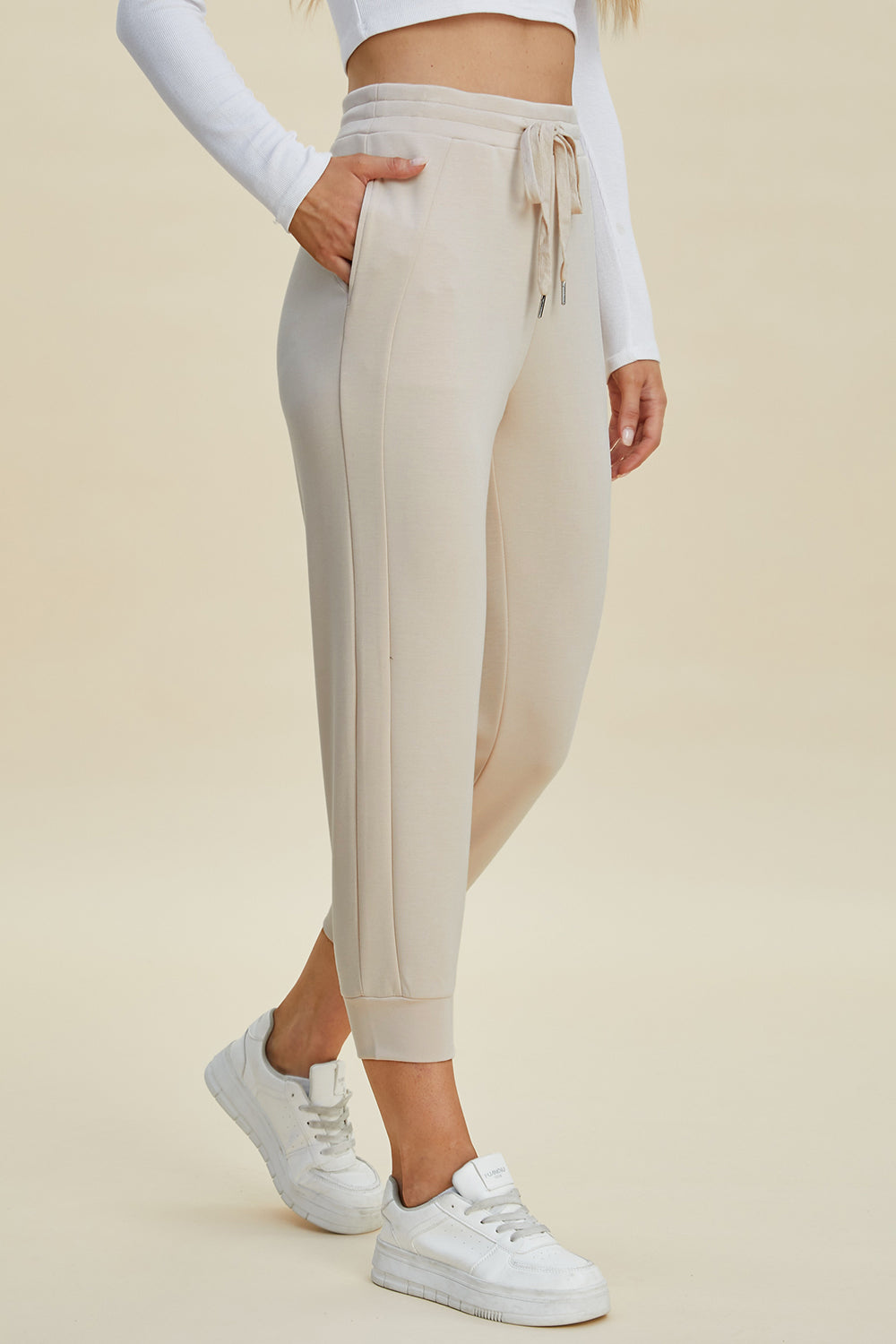Full Size Air Scuba Drawstring High Waist Cropped Pants - MeeeShop Women's Fashion