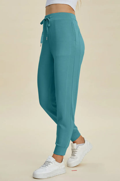 Full Size Air Scuba Drawstring High Waist Joggers - MeeeShop Women's Fashion