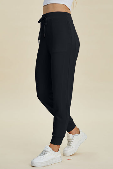 Full Size Air Scuba Drawstring High Waist Joggers - MeeeShop Women's Fashion