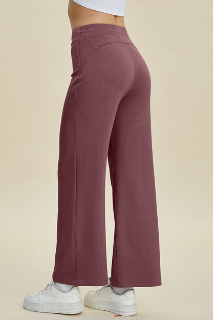 Full Size Air Scuba Drawstring Wide Leg Pants - MeeeShop Women's Fashion