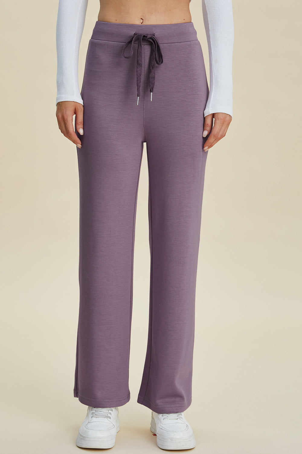 Full Size Air Scuba Drawstring Wide Leg Pants - MeeeShop Women's Fashion