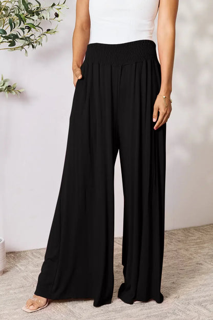 Full Size Smocked Wide Waistband Wide Leg Pants - MeeeShop Women's Fashion
