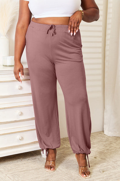 Full Size Soft Rayon Drawstring Waist Pants with Pockets - MeeeShop Women's Fashion