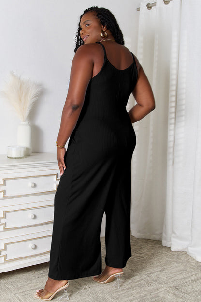 Full Size Spaghetti Strap V-neck Jumpsuit - MeeeShop Women's Fashion