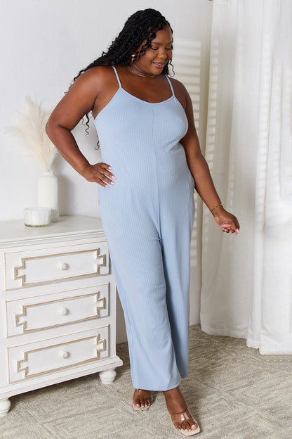 Full Size Spaghetti Strap V-neck Jumpsuit - MeeeShop Women's Fashion