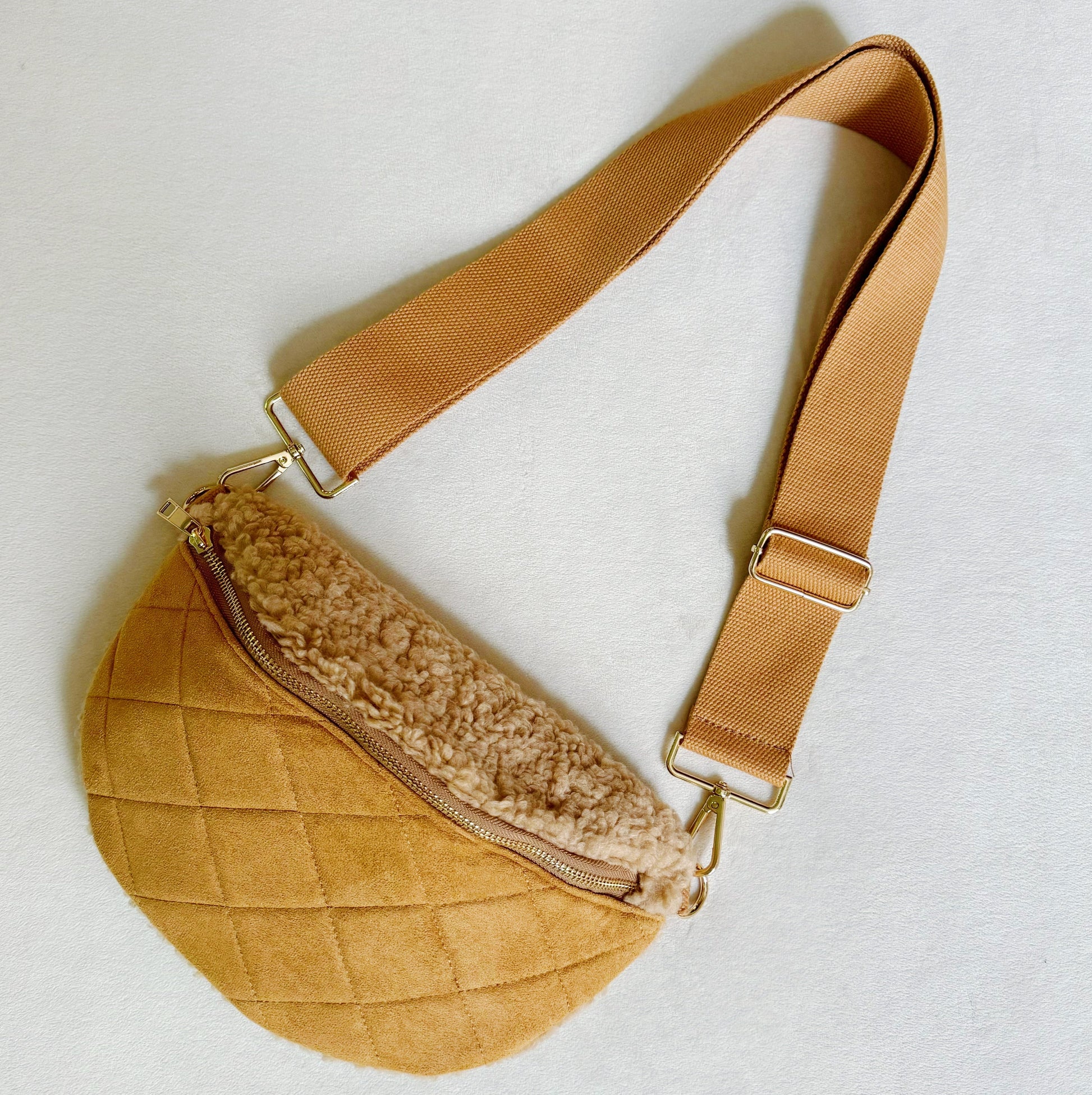 Fuzzy and Quilted Luxe Sling Bag view 5
