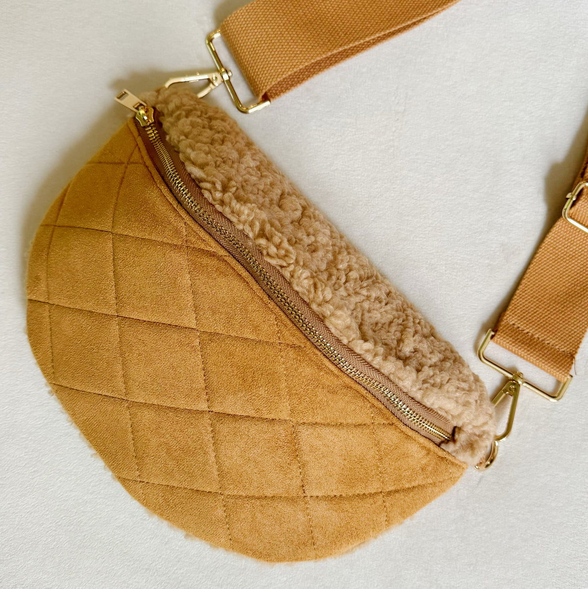 Fuzzy and Quilted Luxe Sling Bag view 7