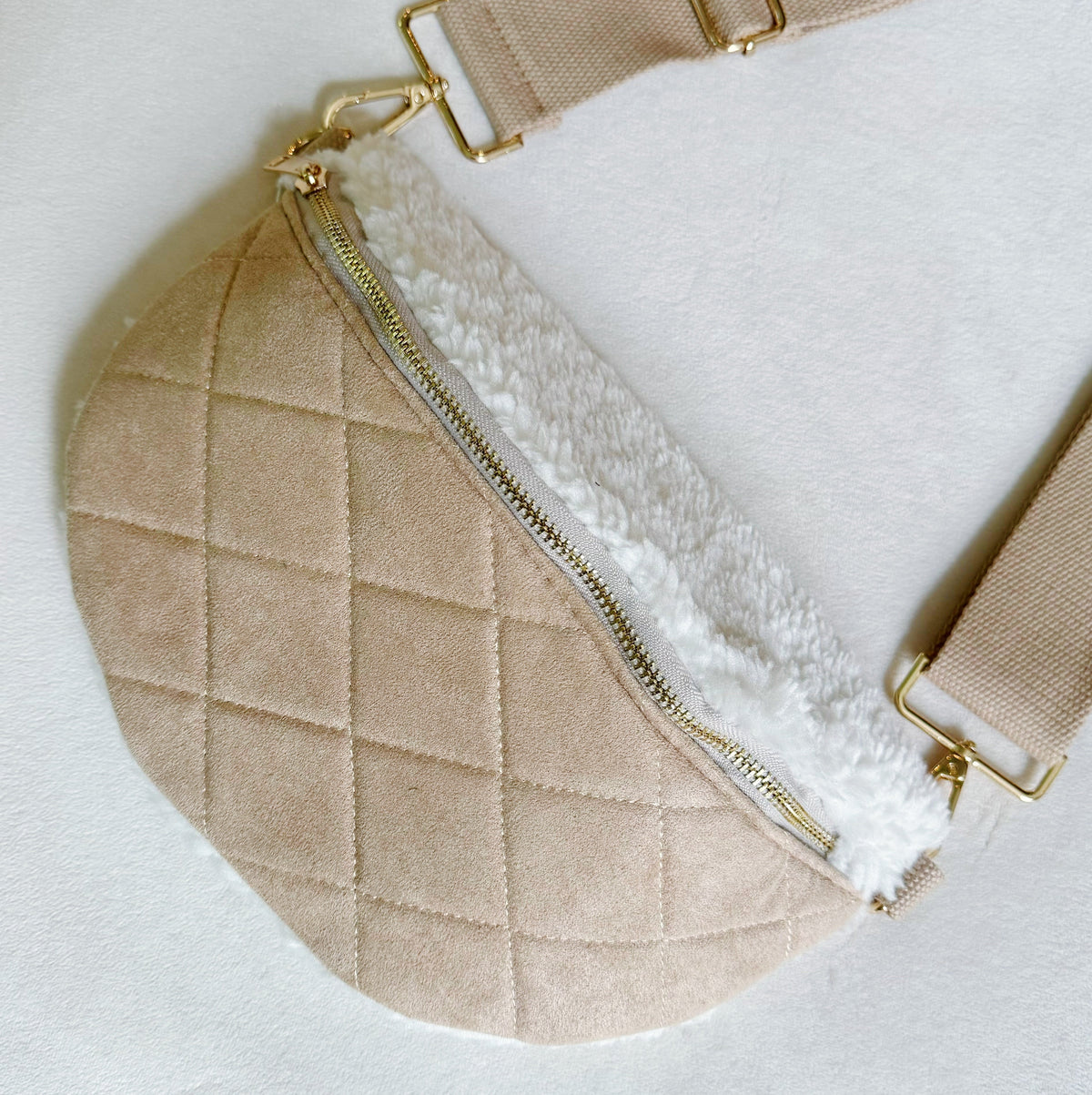 Fuzzy and Quilted Luxe Sling Bag view 9
