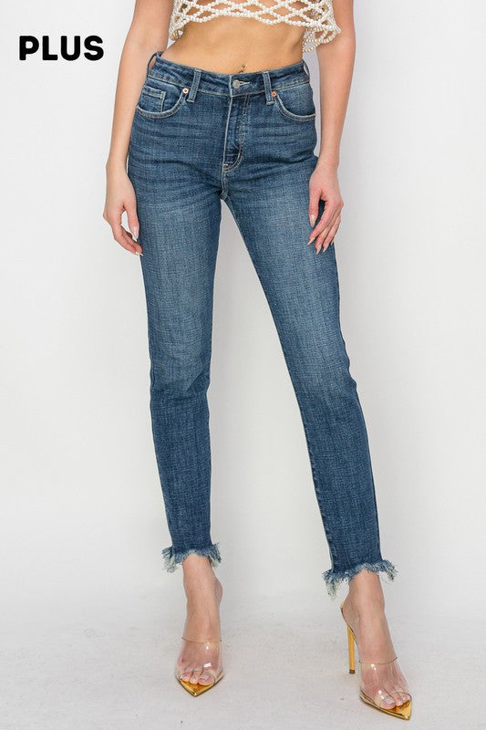 Gabriela plus High Rise Cross Hatch Fabric Skinny Jeans in P-20 view 3 - High-Waisted (bottom)