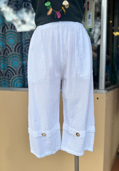Gail Capri Pant with Pockets! 100% Cotton Gauze in 0 (XS/S) view 12 (bottom)