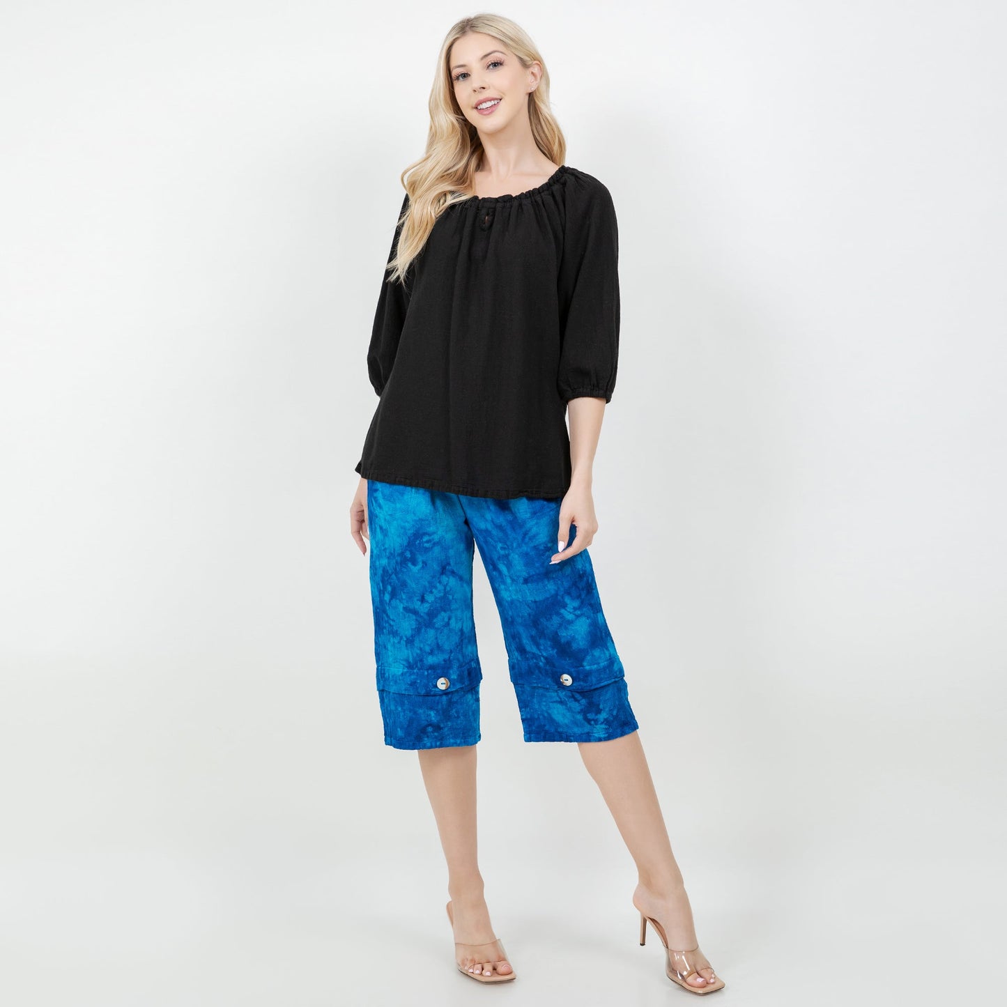 Gail Capri Pant with Pockets! 100% Cotton Gauze in 0 (XS/S) view 4 (bottom)