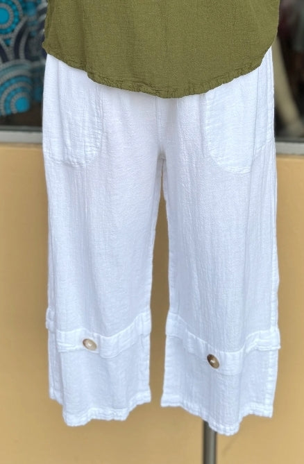 Gail Capri Pant with Pockets! 100% Cotton Gauze in 0 (XS/S) view 7 (bottom)