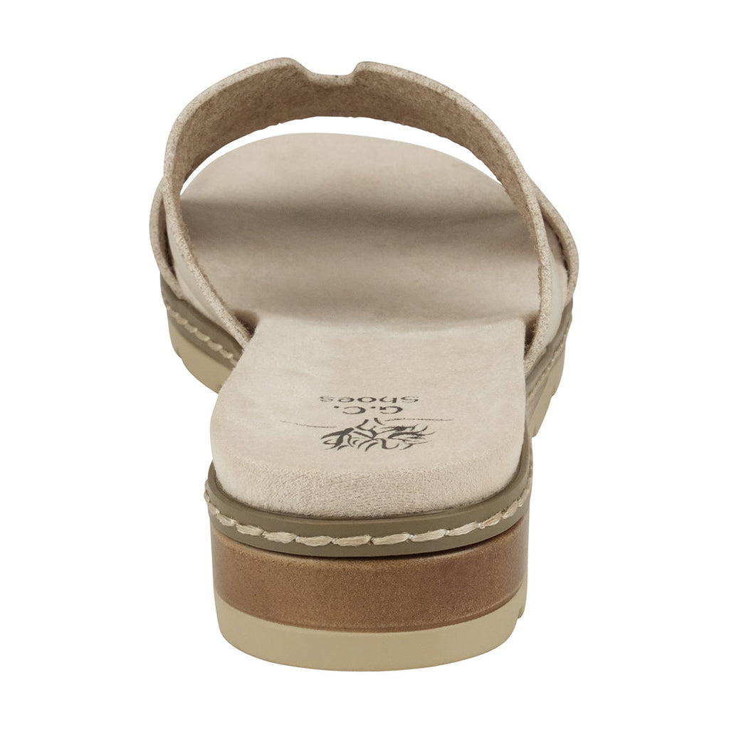 Gc Shoes Women's Nellie Beige Cut-out Slide Flat Sandals in Vegan Leather and Slip on Design Beige view 6 (shoe) - shop at us