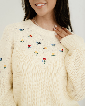 Gemma Flower Embroidered Detail Casual Sweater in M view 2 (top)