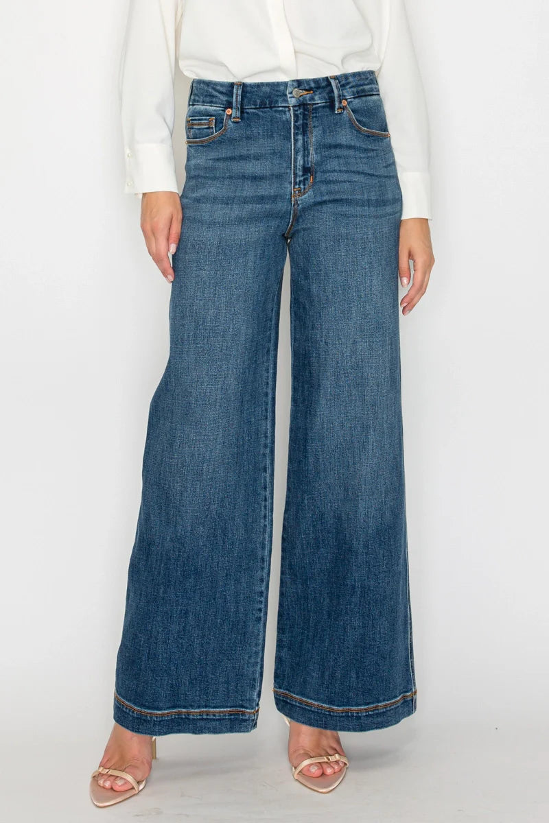 genevieve relaxed high Genevieve Relaxed High Rise Palazzo Jeans view 2 (bottom) - shop at us.meeeshop