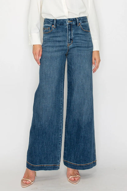 genevieve relaxed high Genevieve Relaxed High Rise Palazzo Jeans view 2 (bottom) - shop at us.meeeshop