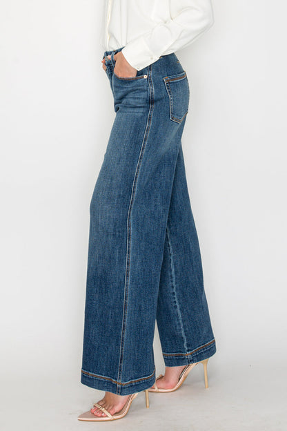 genevieve relaxed high Genevieve Relaxed High Rise Palazzo Jeans view 3 (bottom) - shop at us.meeeshop