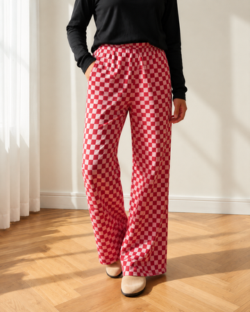 Georgia Checkered Pants in Rose view 2 (bottom)