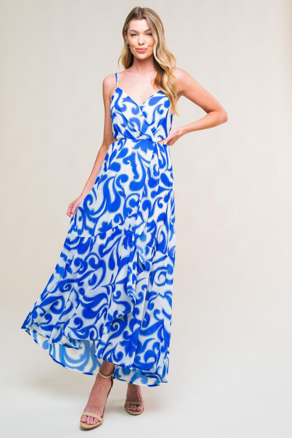 Getaway Icon Woven Midi Dress in IVORY BLUE