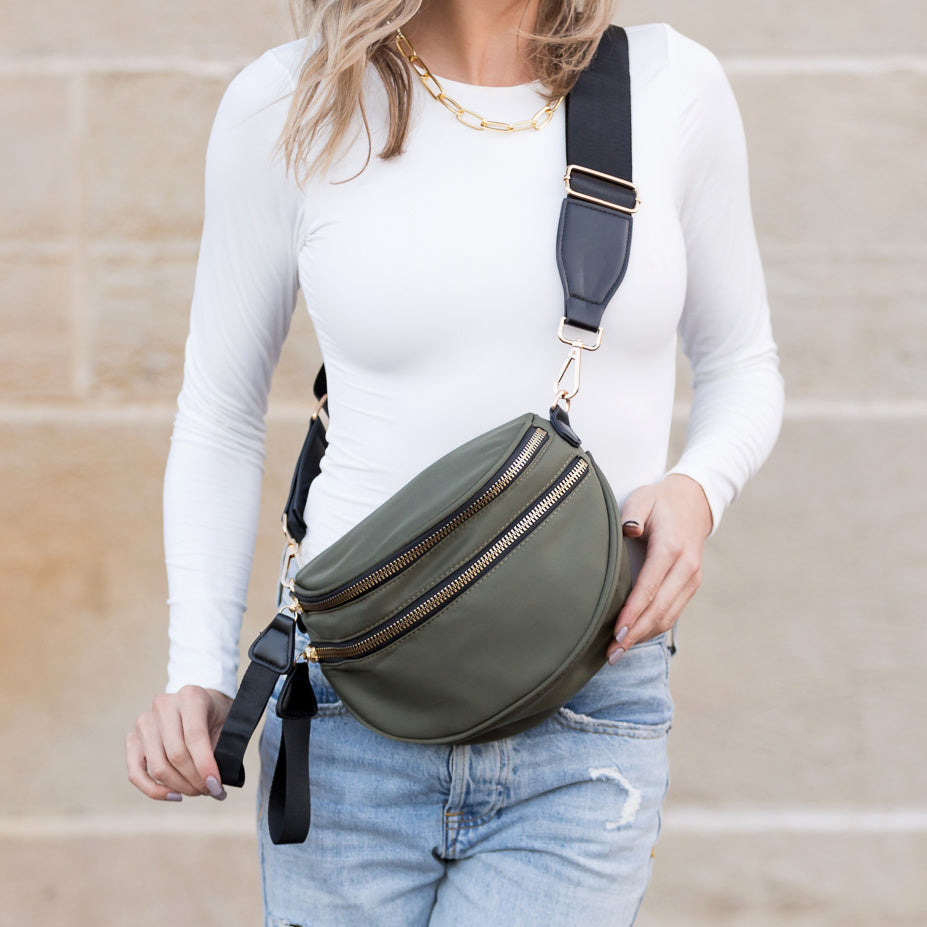 Gia Double Zip Nylon Crescent Sling view 7 (bag)