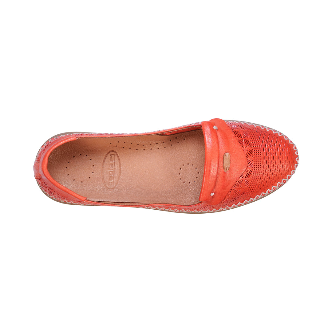 Ginger Red Perforated Leather Flats Red view 3 (shoe) - red ginger flats, how much ginger is in red roc - shop at us.meeeshop