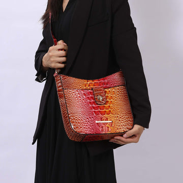 Giovana Gradient Croc Crossbody Bag in Croc Coral view 2 - Bag Crossbody