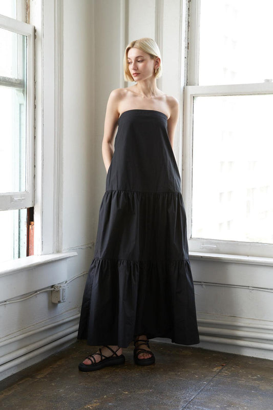 Girls Just Wanna Have Woven Maxi Dress in BLACK - Just Girls Dresses