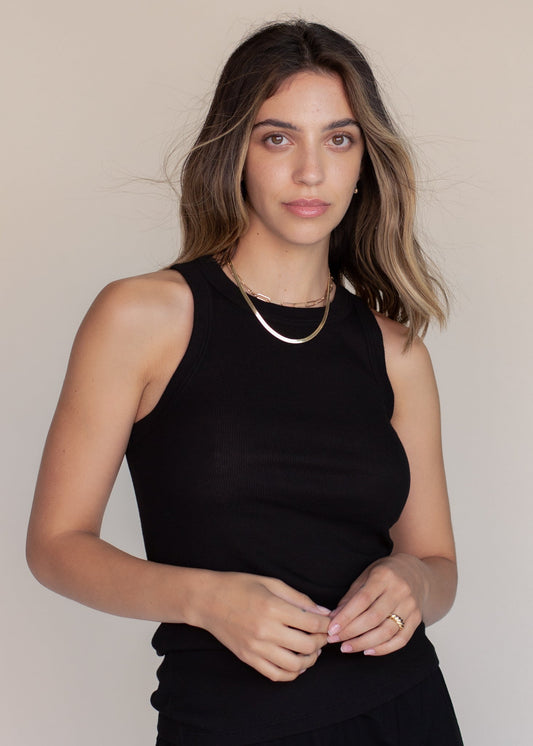 Glee + Co High Neck Rib Tank in XS view 2 - High Neck Ribbed Tank (top)