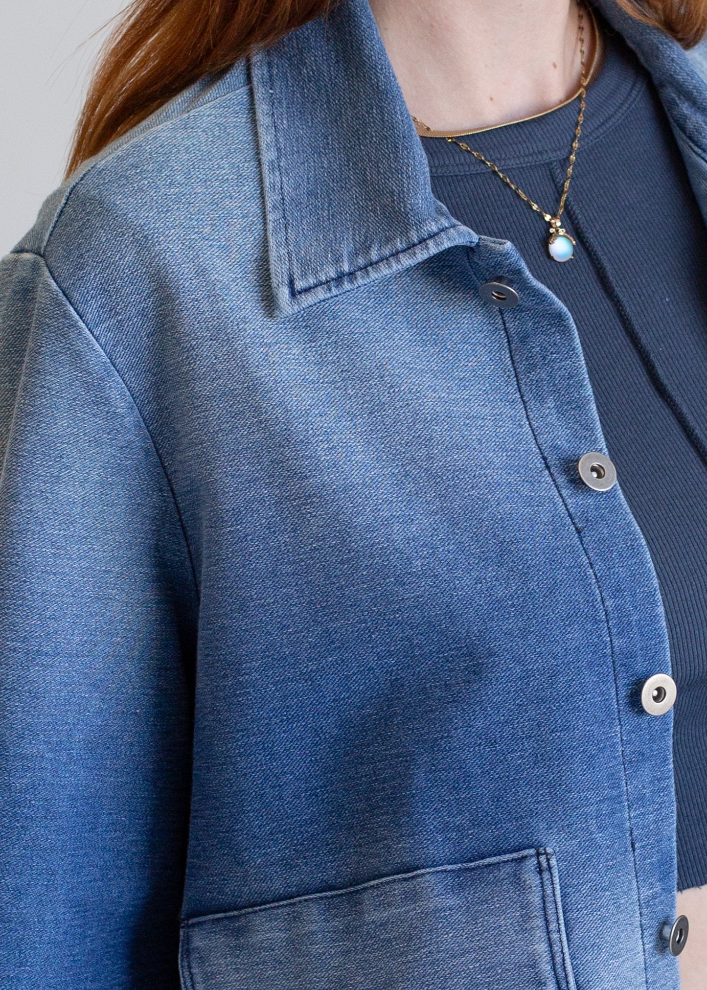 Glee + Co Indigo Worker's Jacket in L view 5 - Casual Office Outfit - Indigo Work Jacket (layer)