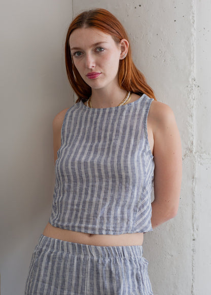 Glee + Co Linen Button Back Tank in S view 2 - Linen Button Tank Top