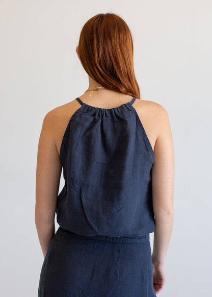 Glee + Co Linen Halter Tank in S view 5 - Linen Halter Tank Top