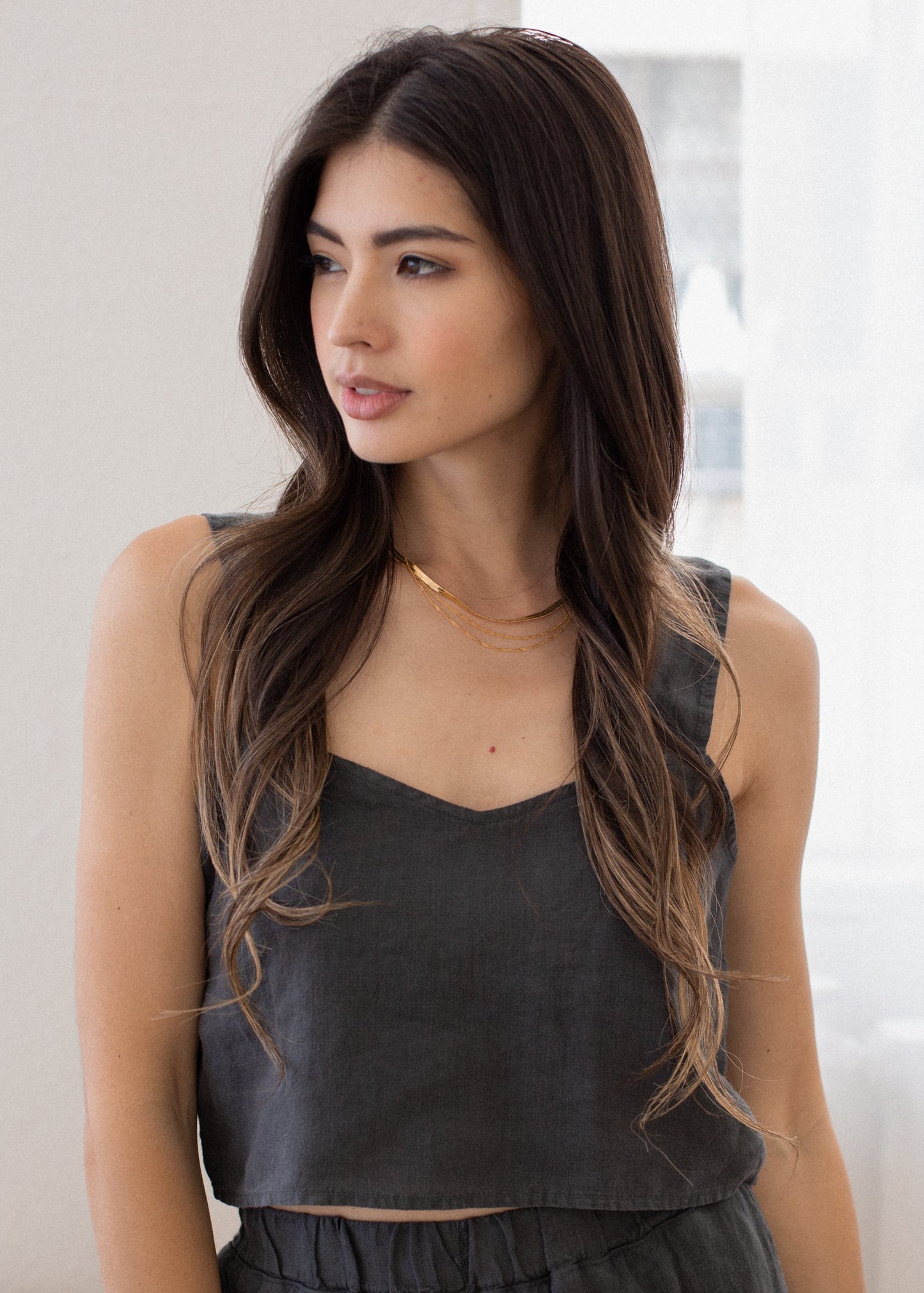 Glee + Co Linen Strap Tank in XS view 3 - Linen Strap Tank Top