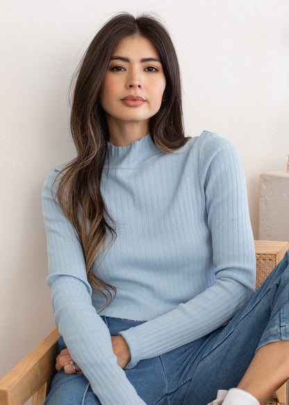 Glee + Co Pointelle Mock Neck Long Sleeve in S view 4 (piece)