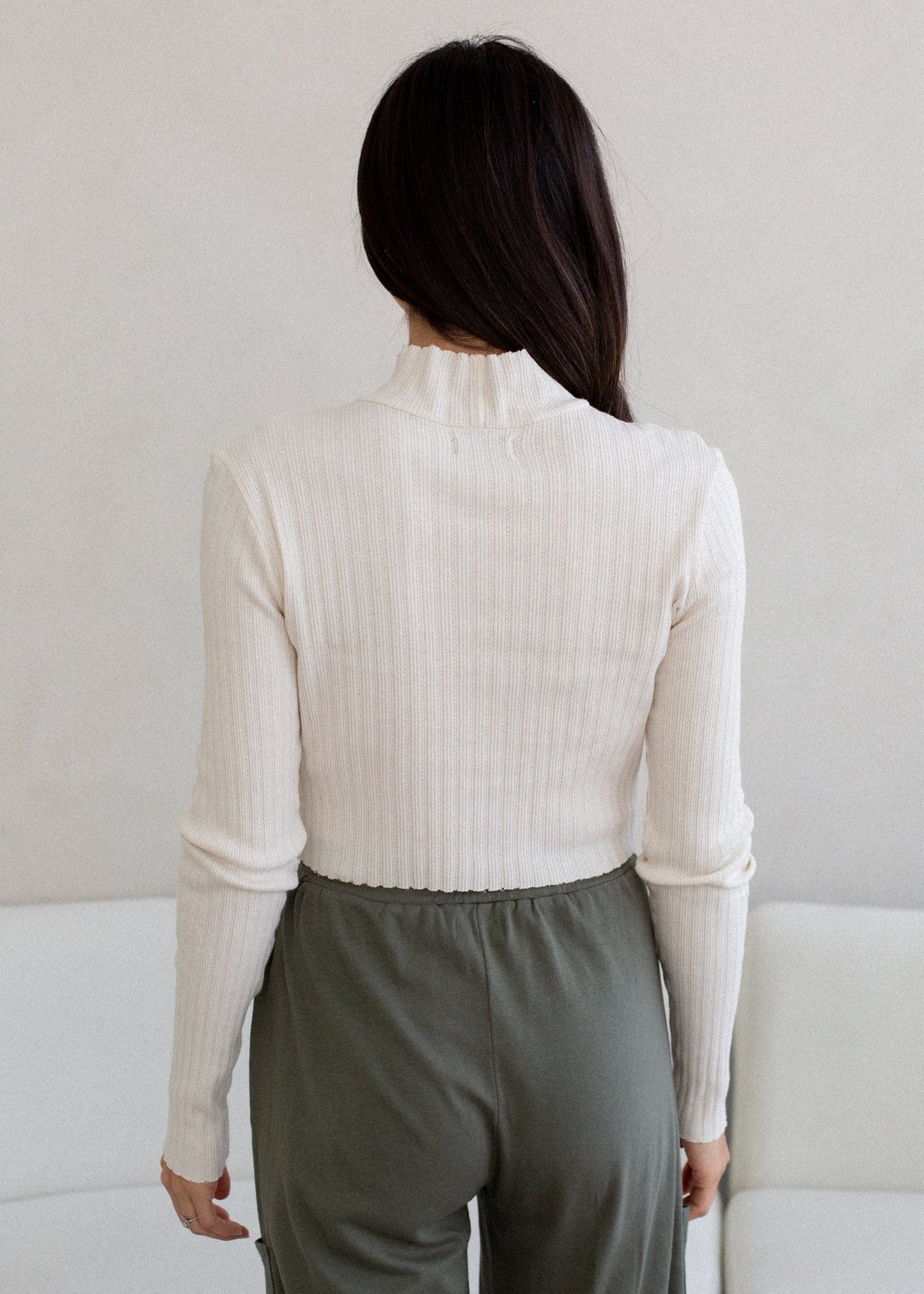 Glee + Co Pointelle Mock Neck Long Sleeve in XS view 3 (piece)