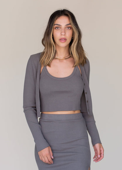 Glee + Co Ribbed Cardigan Top in XS - Ribbed Cardigan Sweater