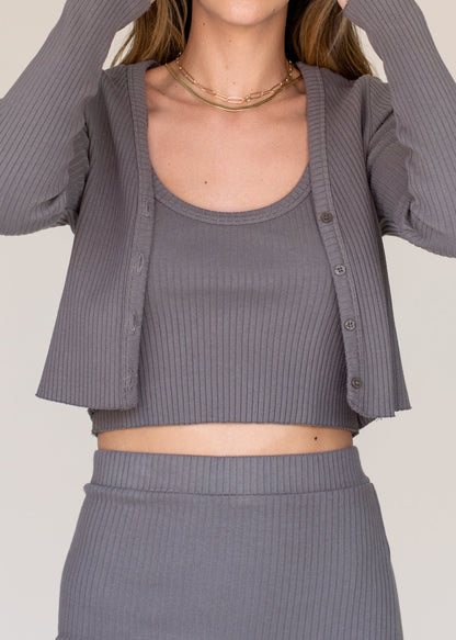 Glee + Co Ribbed Cardigan Top in XS view 2 - Ribbed Cardigan Sweater