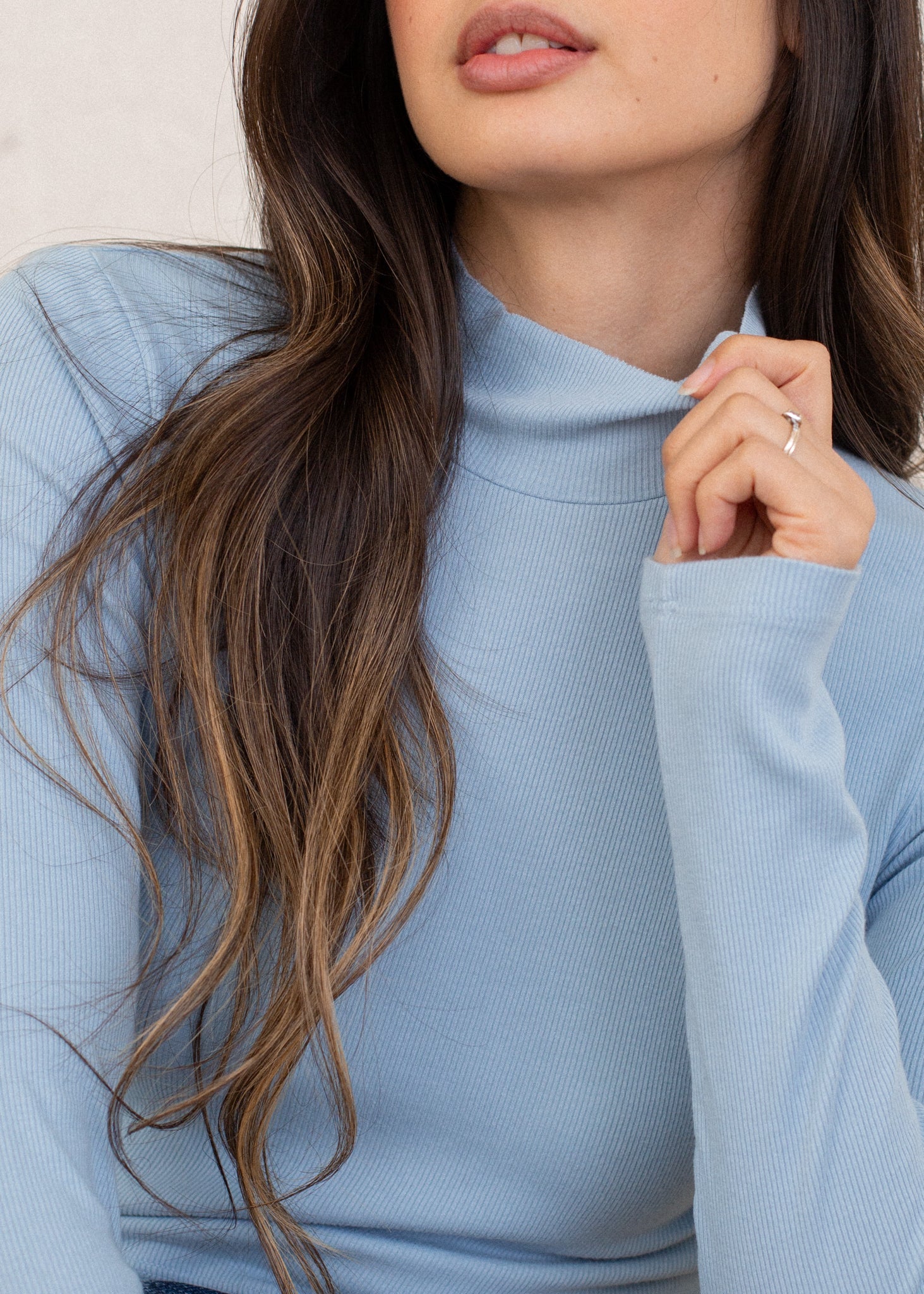 Glee + Co Ribbed Long Sleeve Mock Neck in XS view 5 - Mock Neck Ribbed Long Sleeve (piece)